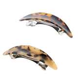 Women's French Acetate Hair Clip Leopard Curved Barrette Hairpin Dark Coffee