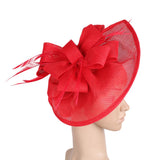 Womens Bridal Feather Fascinator Cocktail Party Hats Headpieces Headband Red