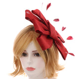 Womens Sinamay Feather Fascinator Cocktail Hat Headband Hair Comb Black