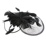 Maxbell Women's Vintage Flower Feather Mesh Net Fascinator Hair Clip Hat Party Black - Aladdin Shoppers