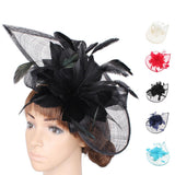 Maxbell Women's Vintage Flower Feather Mesh Net Fascinator Hair Clip Hat Party Black - Aladdin Shoppers