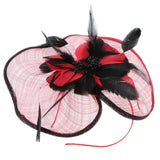 Women Wedding Bridal Sinamay Feather Fascinator Hat Clip Headband Red