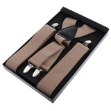 Men Adjustable Elastic Y Back Style with Strong Clips Pants Suspender Khaki