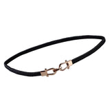 Maxbell Retro Fold Elastic Waist Belt Stretchy Cinch Belt PU Leather Waistband Black - Aladdin Shoppers