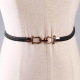 Maxbell Retro Fold Elastic Waist Belt Stretchy Cinch Belt PU Leather Waistband Black - Aladdin Shoppers