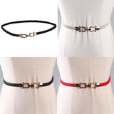 Maxbell Retro Fold Elastic Waist Belt Stretchy Cinch Belt PU Leather Waistband Black - Aladdin Shoppers