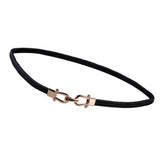 Maxbell Retro Fold Elastic Waist Belt Stretchy Cinch Belt PU Leather Waistband Black - Aladdin Shoppers