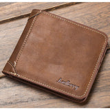 Men's Wallet PU Leather Wallet Trifold Wallet RFID Blocking 11.5x9.7cm Brown