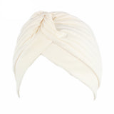 Women Plain Turban Hat Hijab Cap Head Wrap Hair Loss Chemo Indian White