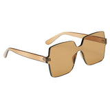 Retro Square Rimless Plastic Outdoor Sunglasses Men Tea