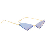 Vintage Anti-UV Mirrored Sunglasses Shades Metal Frame Glasses Eyewear Blue