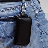 Maxbell Mens Key Holders Casual Bifold Genuine Cow Leather Key Bag Key Case Black