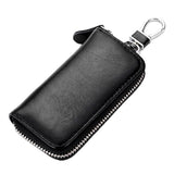 Maxbell Mens Key Holders Casual Bifold Genuine Cow Leather Key Bag Key Case Black