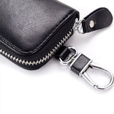 Maxbell Mens Key Holders Casual Bifold Genuine Cow Leather Key Bag Key Case Black