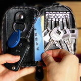 Maxbell Mens Key Holders Casual Bifold Genuine Cow Leather Key Bag Key Case Black