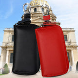 Maxbell Mens Key Holders Casual Bifold Genuine Cow Leather Key Bag Key Case Black