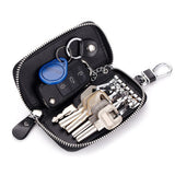 Maxbell Mens Key Holders Casual Bifold Genuine Cow Leather Key Bag Key Case Black