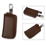 Maxbell Mens Key Holders Casual Bifold Genuine Cow Leather Key Bag Key Case Brown