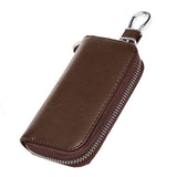 Maxbell Mens Key Holders Casual Bifold Genuine Cow Leather Key Bag Key Case Brown