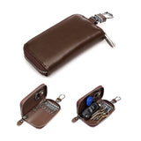 Maxbell Mens Key Holders Casual Bifold Genuine Cow Leather Key Bag Key Case Brown