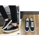 Maxbell Mens Canvas Shoes Sneakers Low Cut Lace Up Casual Walking Shoes Flats 42 Black - Aladdin Shoppers