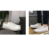 Maxbell Mens Canvas Shoes Sneakers Low Cut Lace Up Casual Walking Shoes Flats 40 White - Aladdin Shoppers