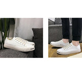Maxbell Mens Canvas Shoes Sneakers Low Cut Lace Up Casual Walking Shoes Flats 40 White - Aladdin Shoppers