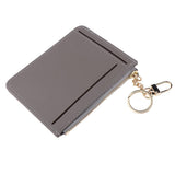Maxbell Womens Slim Leather Card Holder Front Pocket Wallet Change Purse keychain Gray - Aladdin Shoppers