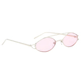 Vintage Anti-UV Oval Sunglasses Shades Metal Frame Glasses Eyewear Pink