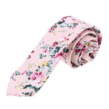 Men's Skinny Tie Floral Printed Cotton Necktie Weddings Groom Dance Gift 02