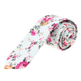 Men's Skinny Tie Floral Printed Cotton Necktie Weddings Groom Dance Gift 03