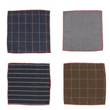 Cotton Plaid Men's Handkerchief Square Decorative Suits Grid Hanky 24*24cm 01