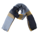 Womens Long Plaid Scarves Air Conditioning Shawl Wrap Imitation Cashmere Navy