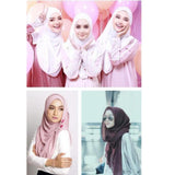 Women Solid Bubble Chiffon Scarf Muslim Hijabs Head Scarf Shawls Gray