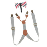 Maxbell Kid Boy Girl Necktie Adjustable Y-back Suspender Set Clip-on Strap Gray - Aladdin Shoppers