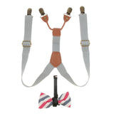 Maxbell Kid Boy Girl Necktie Adjustable Y-back Suspender Set Clip-on Strap Gray - Aladdin Shoppers