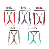 Maxbell Kid Boy Girl Necktie Adjustable Y-back Suspender Set Clip-on Strap Gray - Aladdin Shoppers
