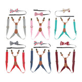 Maxbell Kid Boy Girl Necktie Adjustable Y-back Suspender Set Clip-on Strap Gray - Aladdin Shoppers