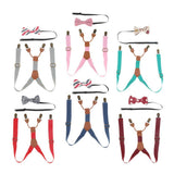 Maxbell Kid Boy Girl Necktie Adjustable Y-back Suspender Set Clip-on Strap Gray - Aladdin Shoppers
