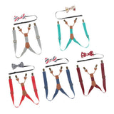 Maxbell Kid Boy Girl Necktie Adjustable Y-back Suspender Set Clip-on Strap Gray - Aladdin Shoppers