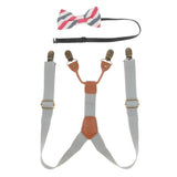 Maxbell Kid Boy Girl Necktie Adjustable Y-back Suspender Set Clip-on Strap Gray - Aladdin Shoppers