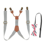 Maxbell Kid Boy Girl Necktie Adjustable Y-back Suspender Set Clip-on Strap Gray - Aladdin Shoppers
