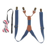 Maxbell Kid Boy Girl Necktie Adjustable Y-back Suspender Set Clip-on Strap Blue - Aladdin Shoppers