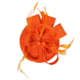 Womens Bridal Feather Fascinator Cocktail Party Hats Headpieces Headbands Orange