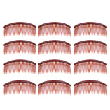 12 Pieces Women Practical Plastic Combs Hair Clips Clamps 24 Teeth Red brown