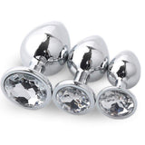 Maxbell Fashion Crystal Metal Backyard Plug Anal Sex Toy Vaginal Massager M White