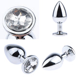 Maxbell Fashion Crystal Metal Backyard Plug Anal Sex Toy Vaginal Massager M White