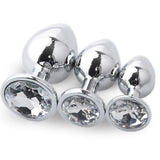 Maxbell Fashion Crystal Metal Backyard Plug Anal Sex Toy Vaginal Massager L White