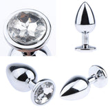 Maxbell Fashion Crystal Metal Backyard Plug Anal Sex Toy Vaginal Massager L White