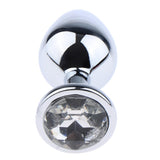 Maxbell Fashion Crystal Metal Backyard Plug Anal Sex Toy Vaginal Massager L White